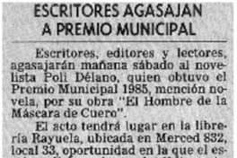 Escritores agasajan a premio municipal.
