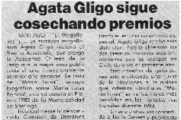 Agata Gligo sigue cosechando premios.