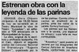 Estrenana obra con la leyenda de las parinas