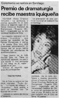 Premio de dramaturgia recibe maestra iquiqueña