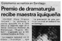 Premio de dramaturgia recibe maestra iquiqueña
