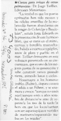 Cartas para reinas de otras primaveras