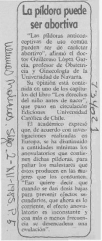 La píldora puede ser abortiva.