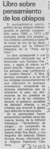 Libro sobre pensamientos de los obispos.