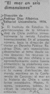 El mar en seis dimensiones"