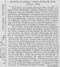 Alfonso Calderón, "Israel, notas de viaje"