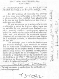 La introducción de la esclavitud negra en Chile
