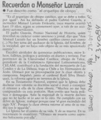 Recuerdan a Monseñor Larraín.