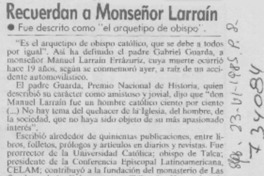 Recuerdan a Monseñor Larraín.