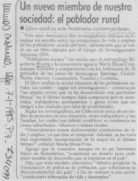 Un nuevo miembro de nuestra sociedad, el poblador rural.