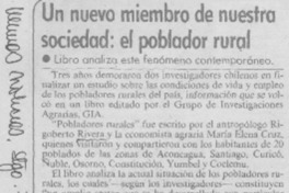 Un nuevo miembro de nuestra sociedad, el poblador rural.