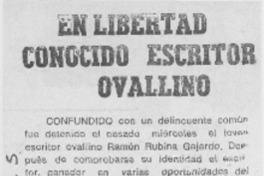 En libertad conocido escritor ovallino.