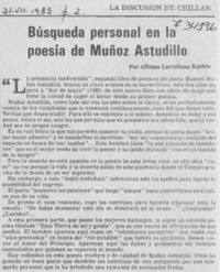 Búsqueda personal en la poesía de Muñoz Astudillo