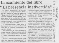 Lanzamiento del libro "La presencia inadvertida".