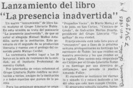 Lanzamiento del libro "La presencia inadvertida".