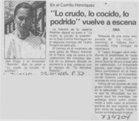 Lo crudo, lo cocido y lo podrido" vuelve a escena.