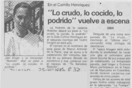 Lo crudo, lo cocido y lo podrido" vuelve a escena.