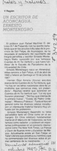 Un escritor de Aconcagua, Ernesto Montenegro.