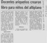 Docentes ariqueños crearon libro para niños del altiplano