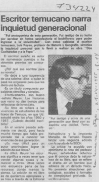 Escritor temucano narra inquietud generacional: [entrevista]