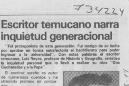 Escritor temucano narra inquietud generacional: [entrevista]