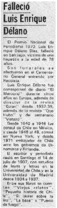 Falleció Luis Enrique Délano.