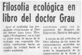 Filosofía ecológica en libro del doctor Grau.