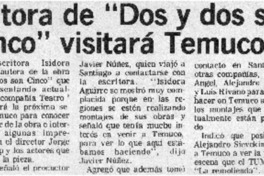 Autora de "Dos y dos son cinco" visitará Temuco.