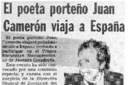 El poeta porteño Juan Camerón viaja a España.