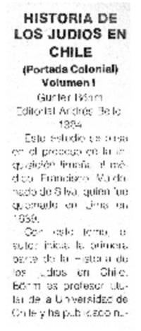 Historia de los judíos en Chile.