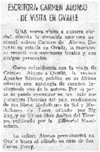 Escritora, Carmen Alonso de visita en Ovalle.