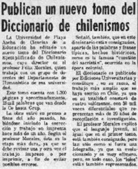 Publican un nuevo tomo del diccionario de chilenismos.