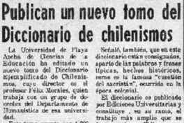 Publican un nuevo tomo del diccionario de chilenismos.