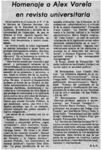 Homenaje a Alex Varela en revista universitaria