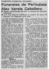 Funerales de periodista Alex Varela Caballero.