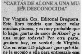 "Cartas de Alone a una mujer desconocida"