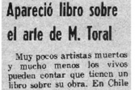 Apareció libro sobre el arte de M. Toral.