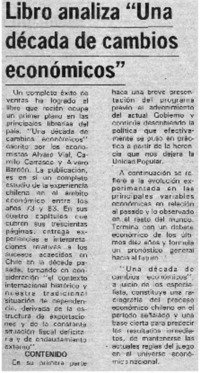 Libro analiza "Una década de cambios económicos".