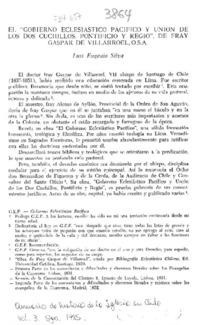 El "Gobierno eclesiáastico pacífico y unión de los dos cuchillos, pontificio y regio", de Fray Gaspar de Villarroel, O.S.A.