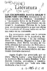 Los Escritores Agata Giglio y Edmundo Concha.