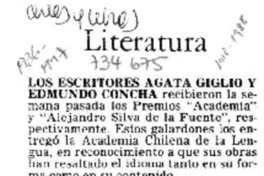 Los Escritores Agata Giglio y Edmundo Concha.