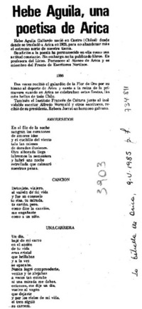 Hebe Aguila, una poetisa de Arica.