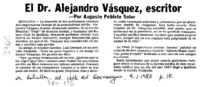 El Dr. Alejandro Vásquez, escritor