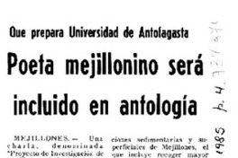 Poeta mejillonino será incluido en antología.