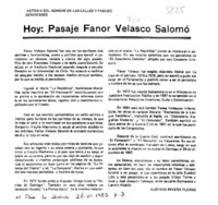 Hoy: pasaje Fanor Velasco Salomó