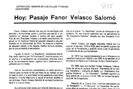 Hoy: pasaje Fanor Velasco Salomó