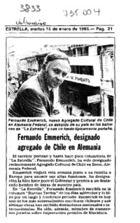Fernando Emmerich, designado Agregado de Chile en Alemania.