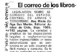Legislación sobre seguridad del Estado, control de armas y terrorismo.