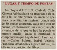 "Lugar y tiempo de poetas".