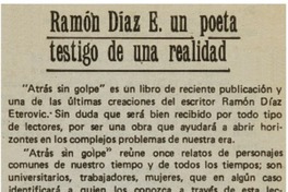 Ramón Díaz E. un poeta testigo de una realidad